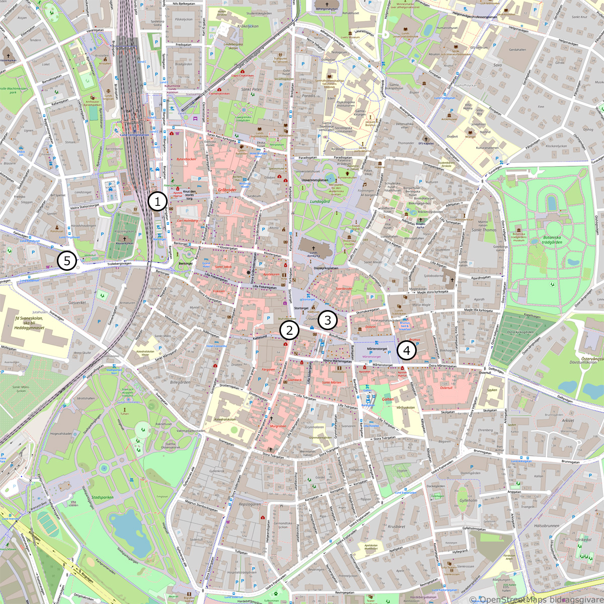 Map of cash dispensers (ATMs) in Lund