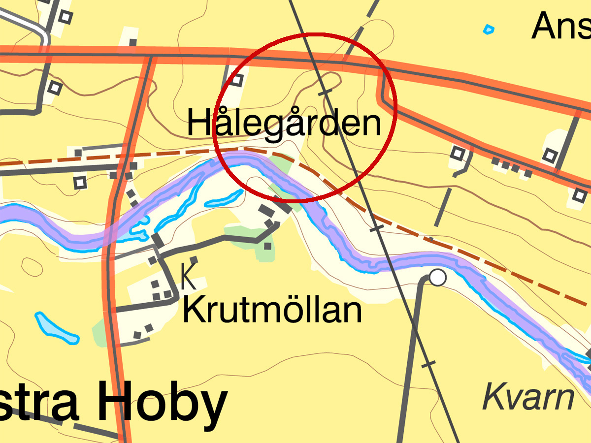 Map of the ravine at Krutmöllan (Gunpowder mill)