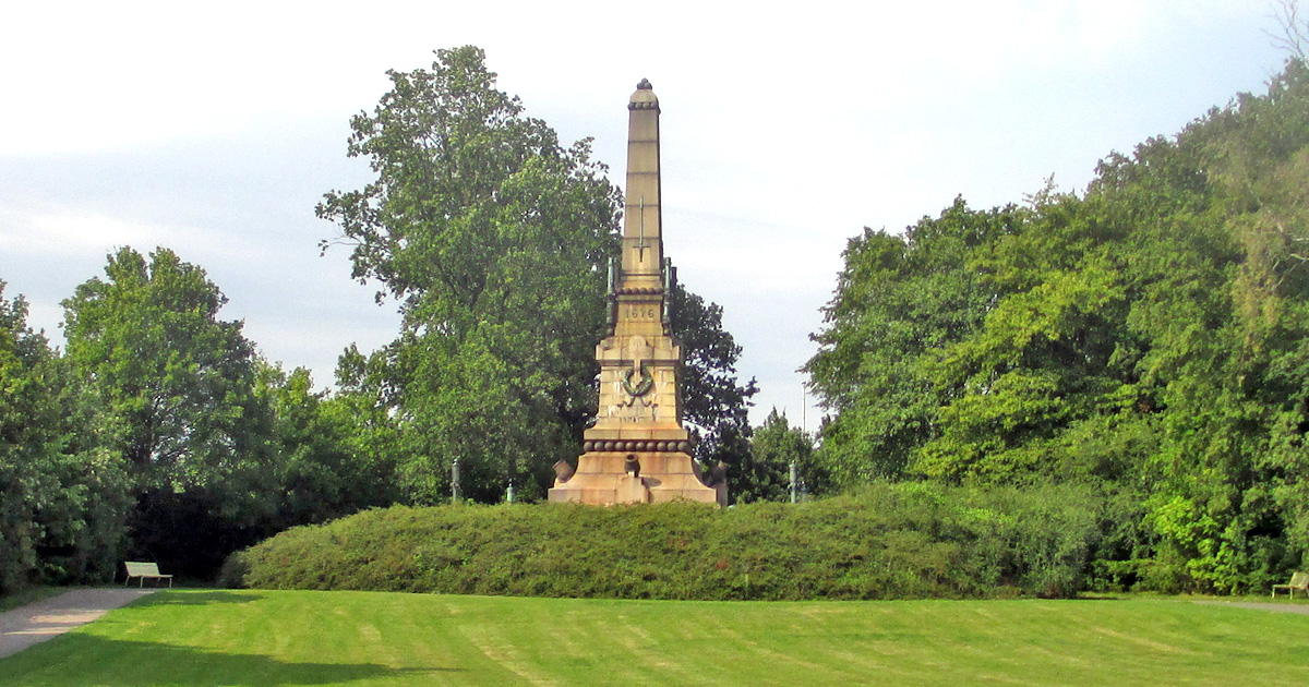 The Monument Park in Lund with the monument in memory of the Battle of Lund