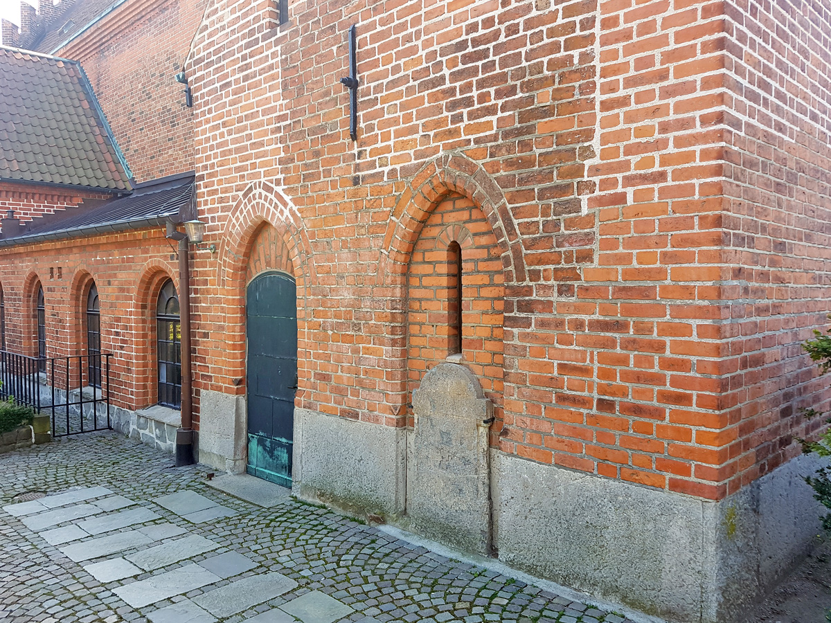 Two preserved sections of the cross aisle that surrounded the courtyard in the cloister in Lund
