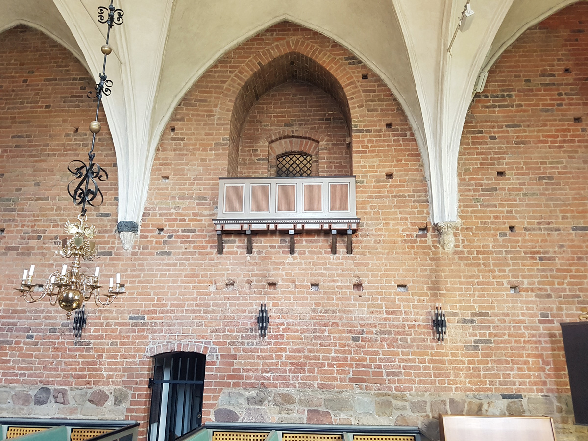 The balcony in the Cloister church in Lund that was the place for the prioress