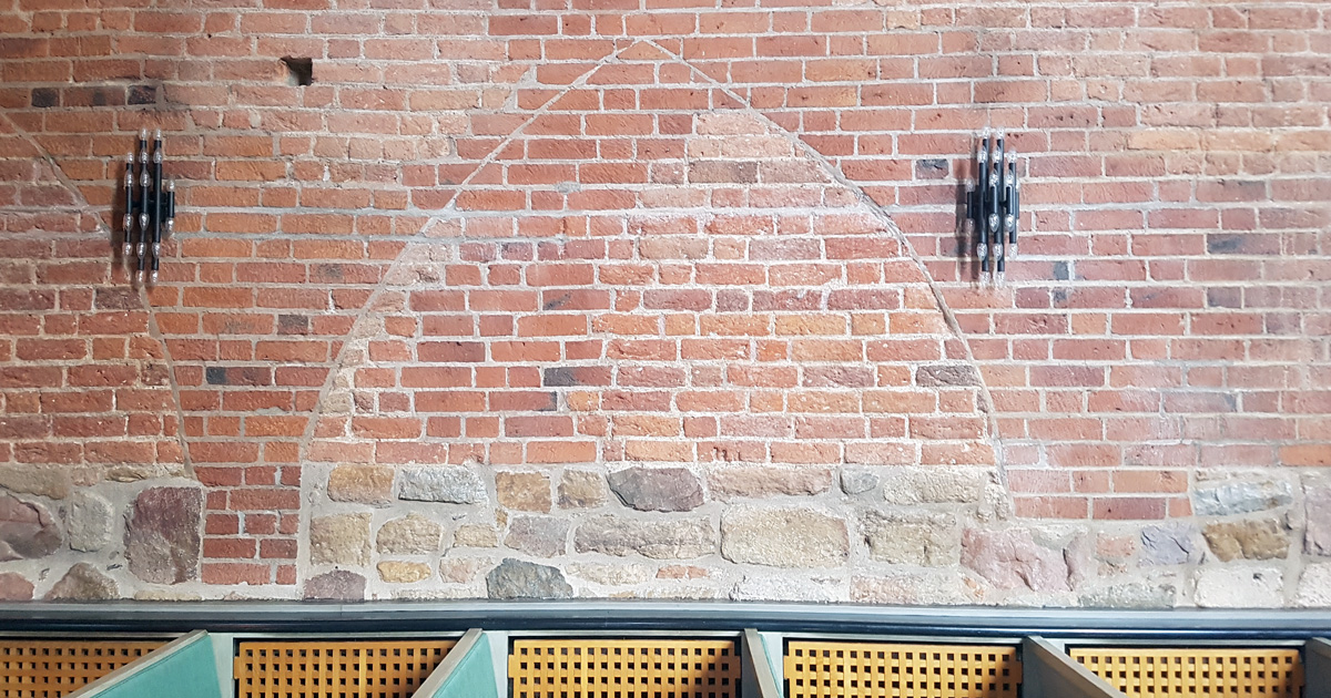 Traces of one of the brick vaults that carried the nuns' gallery in the Cloister church in Lund