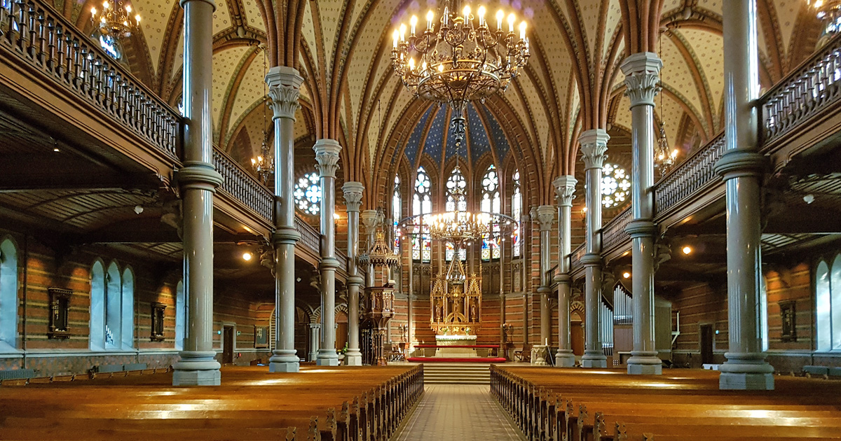 The nave in the beautiful All Saints' Church in Lund