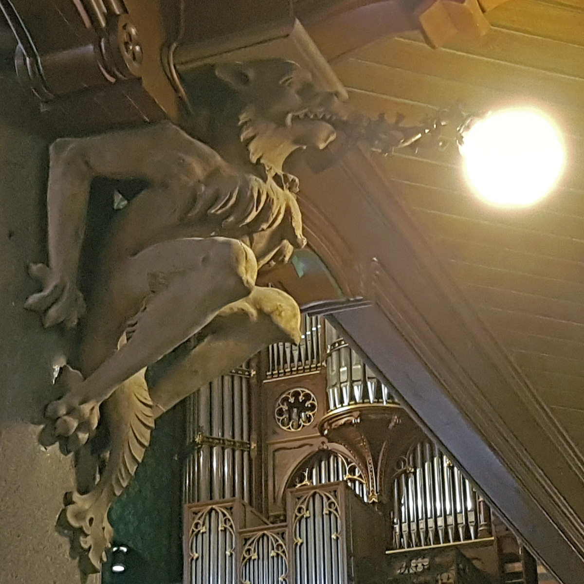 A devil as a lamp in the All Saints' Church in Lund