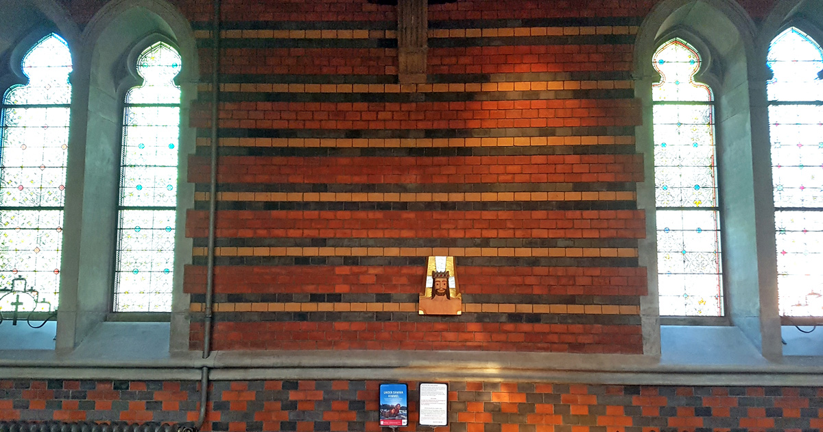 Layers of bricks alternated  in All Saints' Church in Lund