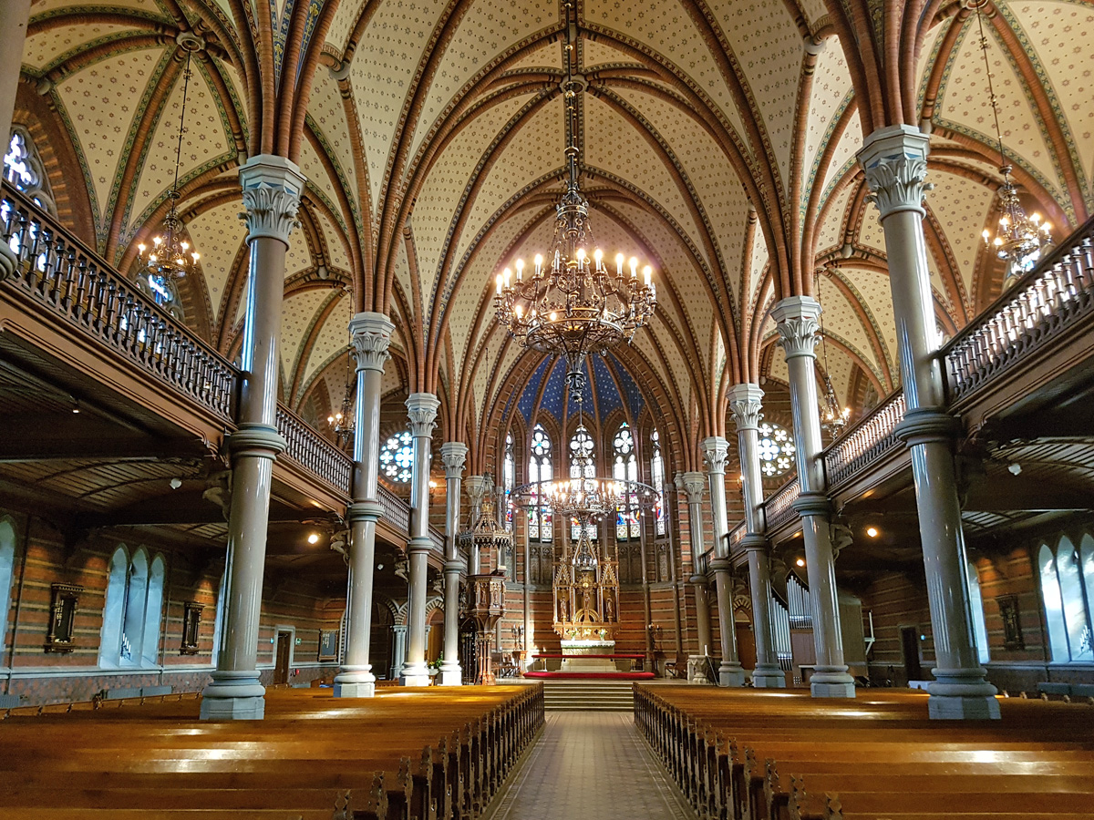 The beautiful nave in the All Saints' Church in Lund