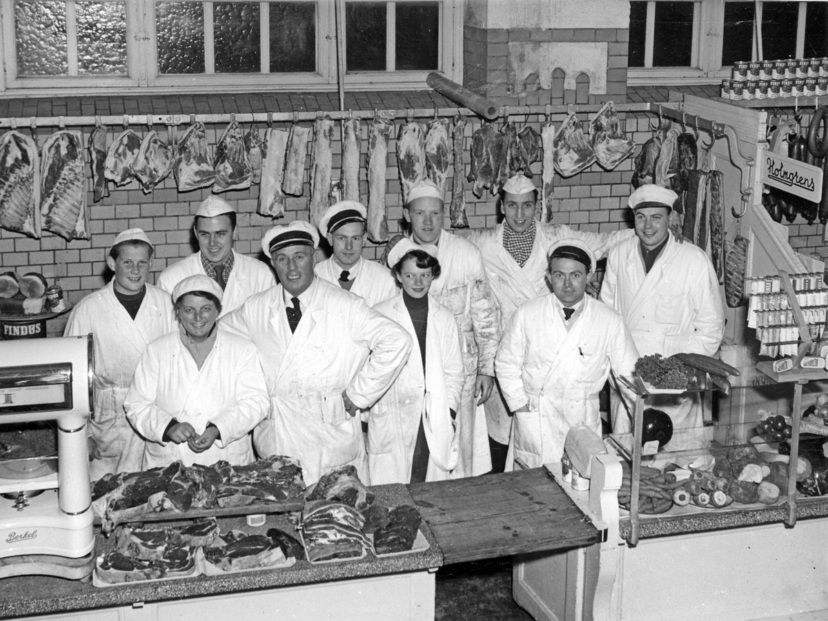 Holmgren charcuterie in Lund Market Hall, probably in the 1950s