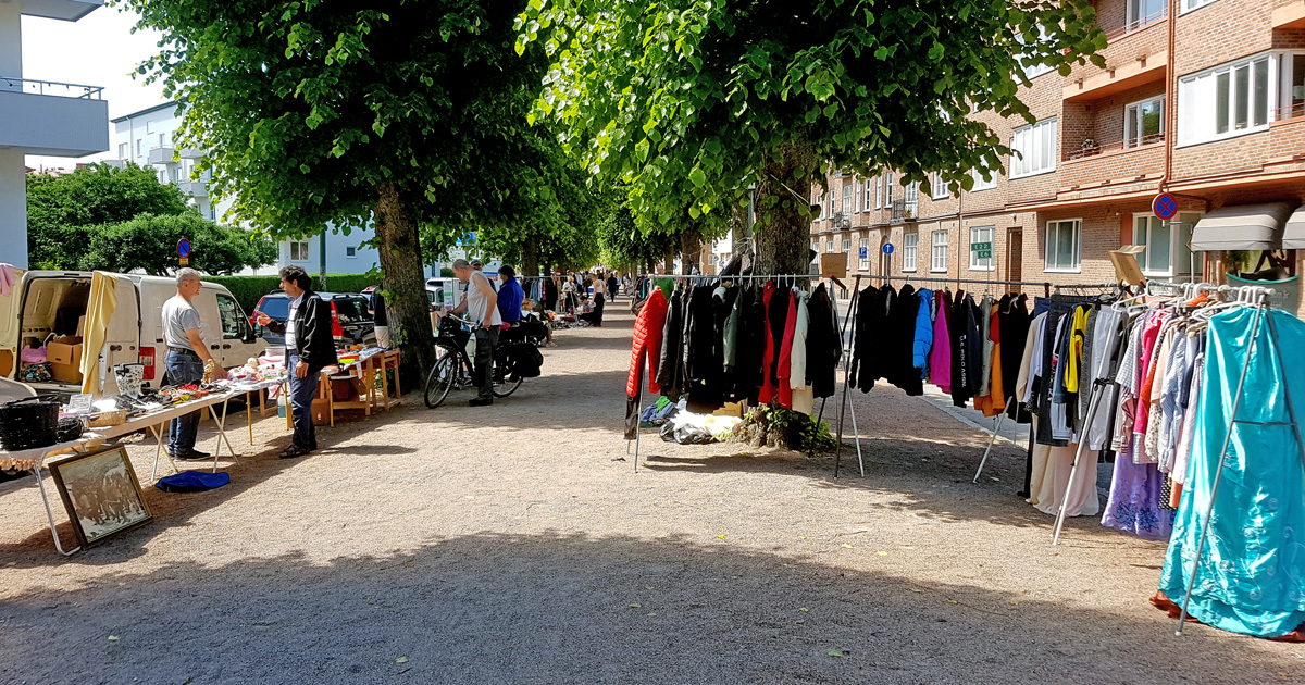 The Flea market in the street Södra Esplanaden in Lund