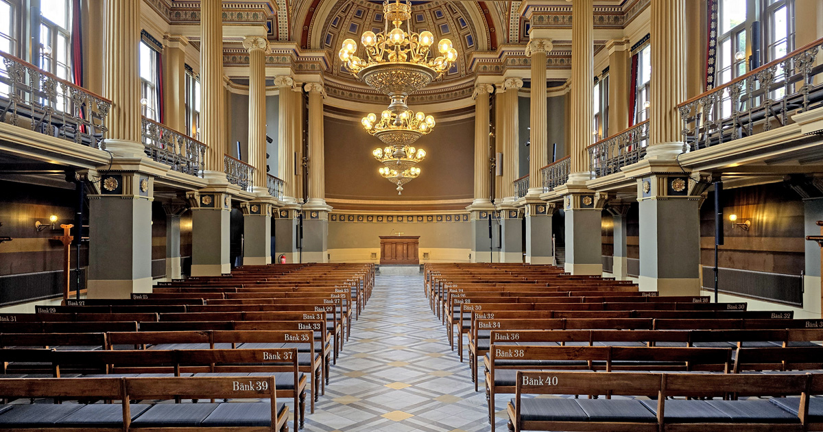 The auditorium in the Lund University Main Building