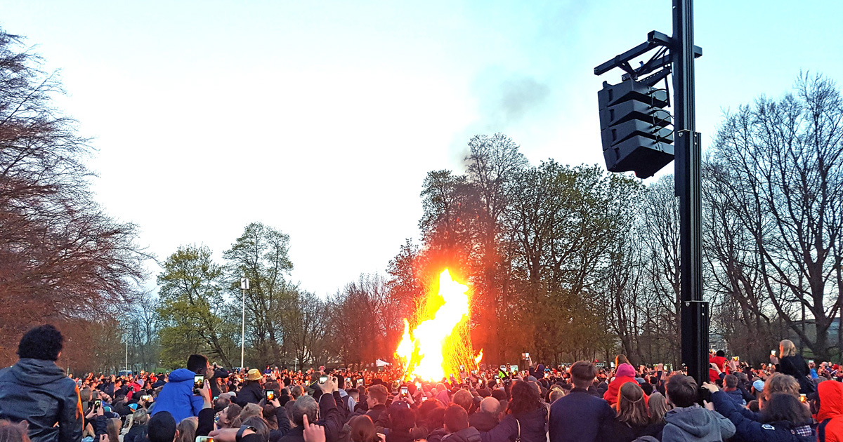 Traditional celebration of Walpurgis night in the city park