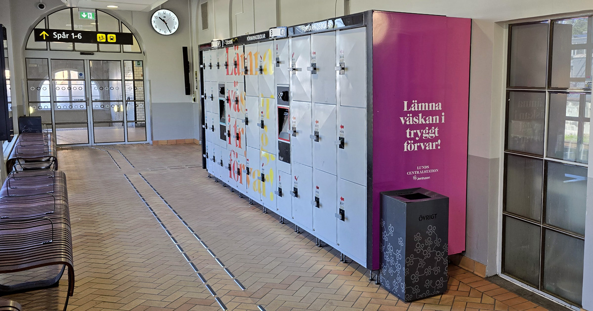 Luggage lockers where you can store luggage at Lund railway station